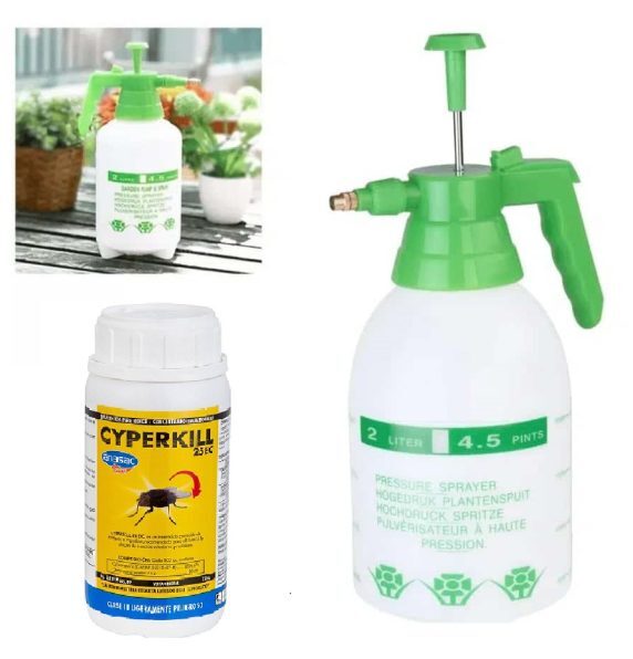 KIT Rociador y Pulverizador + Insecticida Cyperkill 25 EC 25 cc Plagas Hogar