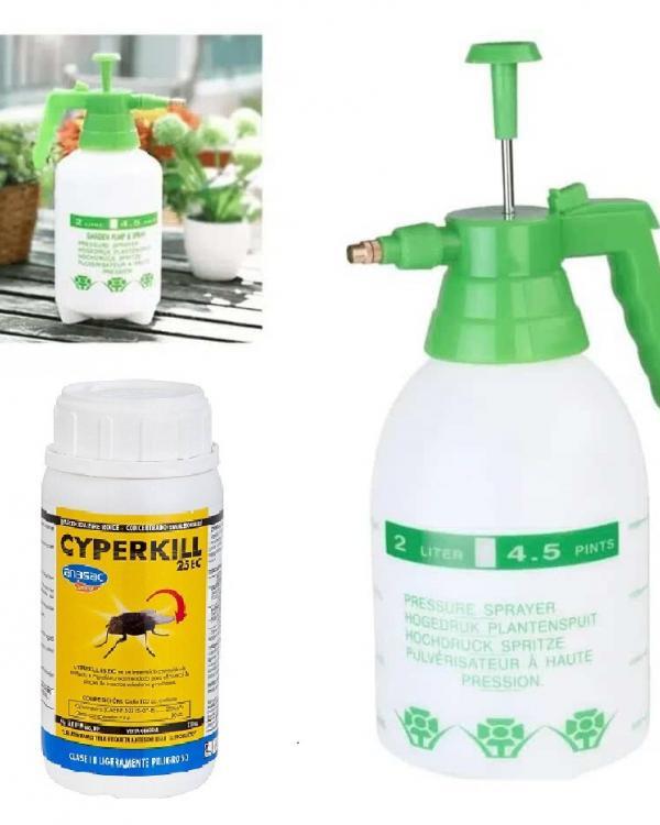 KIT Rociador y Pulverizador + Insecticida Cyperkill 25 EC 25 cc Plagas Hogar