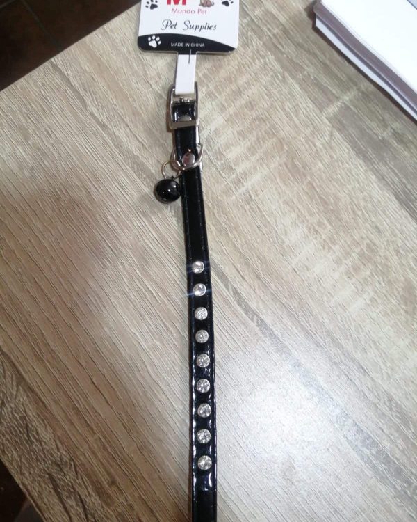 Collar Para Gatos Cuerina Negro