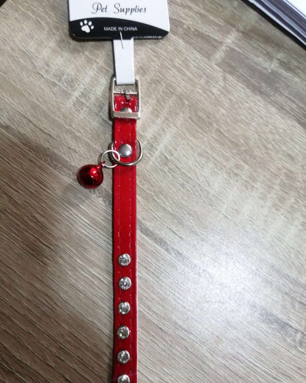 Collar Para Gatos Cuerina Rojo 