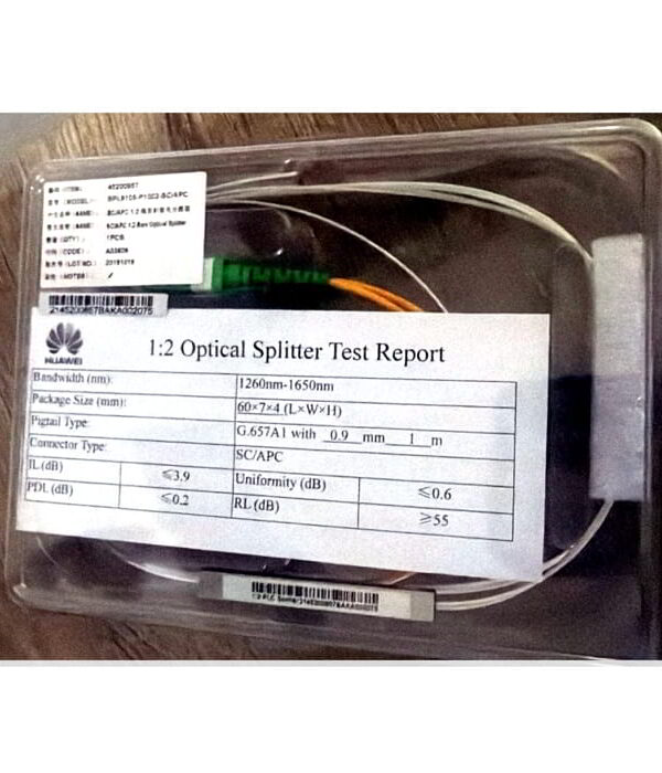 Huawei Splitter PLC 1x2 Even SC/APC – Bare/Open End (60×7×4 mm)