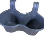 Jardinera de Balcón Doble Triple Gris